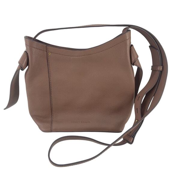 Lucky Brand Brown Pebbled Leather Crossbody Bag Women's Purse Pre-Owned - Picture 1 of 5